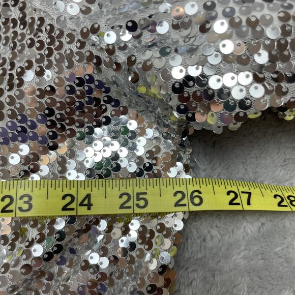 Boohoo Sequined Club Jacket Womens 18 Silver Evening Party Rockstar Concert Rave - Picture 7 of 12